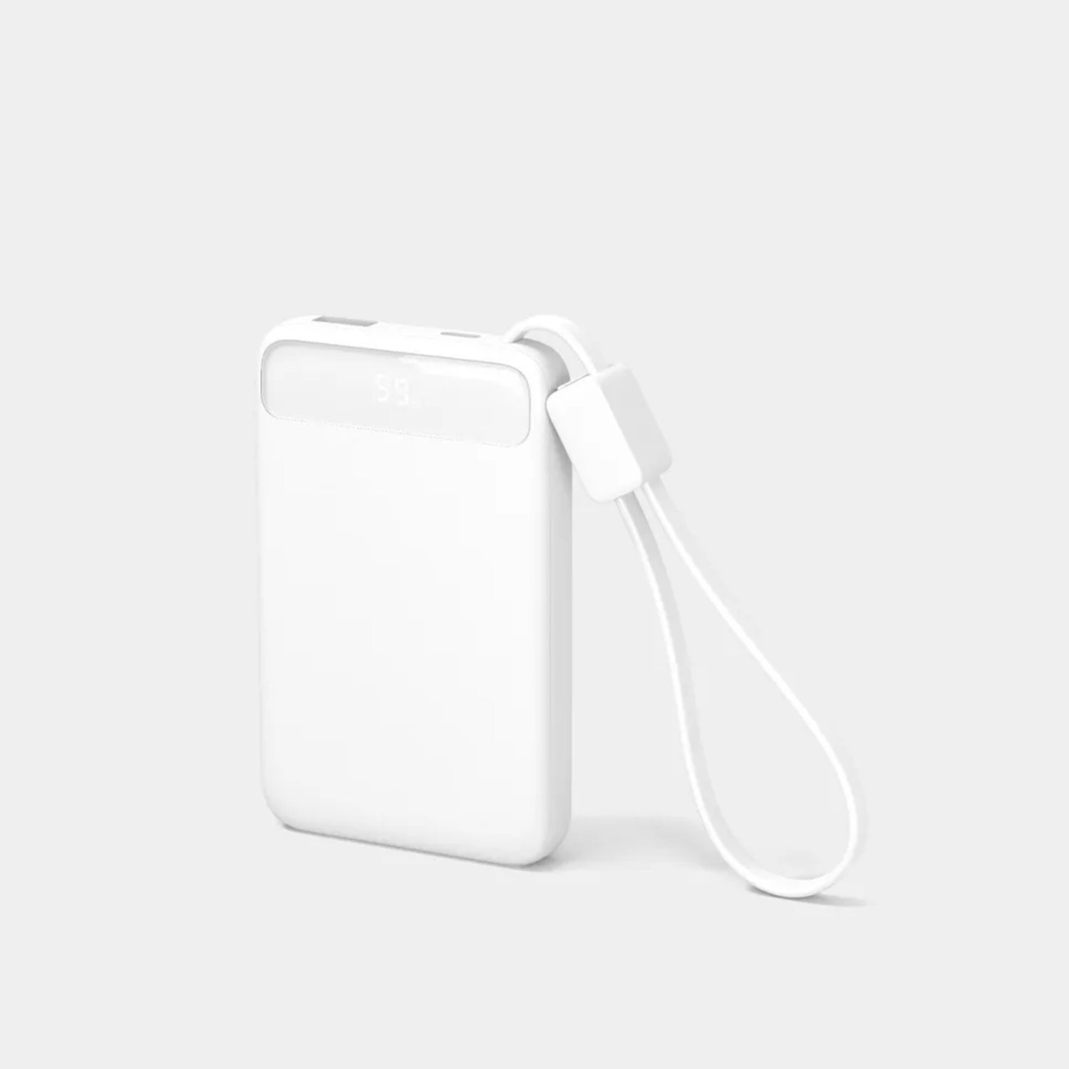 Pocket Sized Portable Power Pack, 5000mAh External Charger With Attached USB-C Cord And Digital Power Display